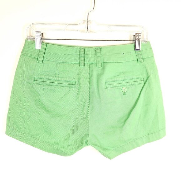J. Crew 0 Chino Green Shorts Flat Front Low Rise - Picture 2 of 6